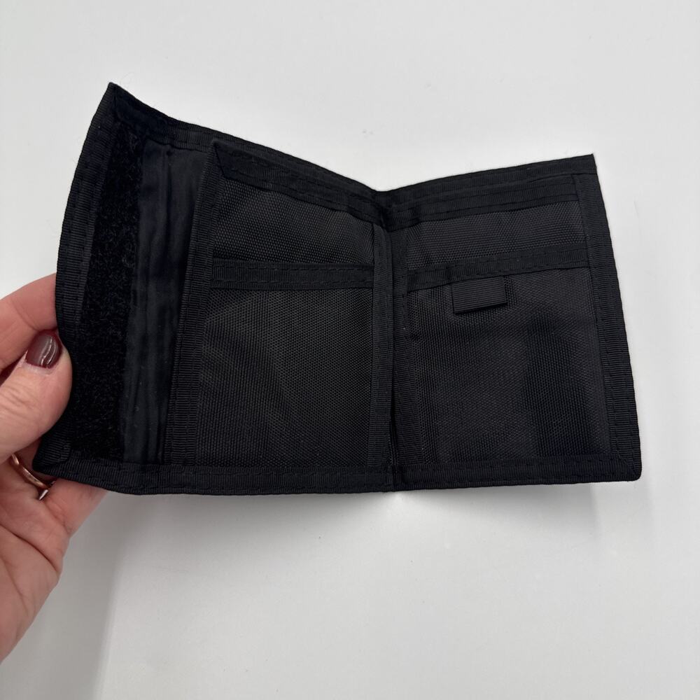 Vintage Harley Davidson Black Trifold Wallet Gold Logo Nylon Biker 1980s Retro - Picture 3 of 7